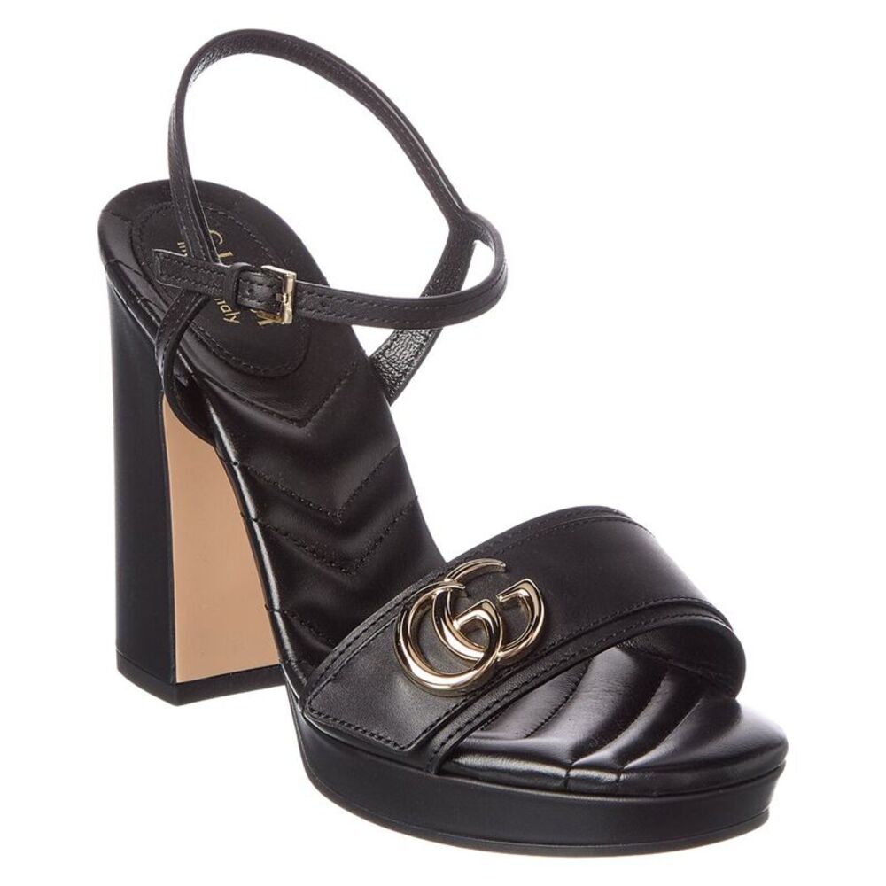 Gucci Double G Leather Sandal, Black